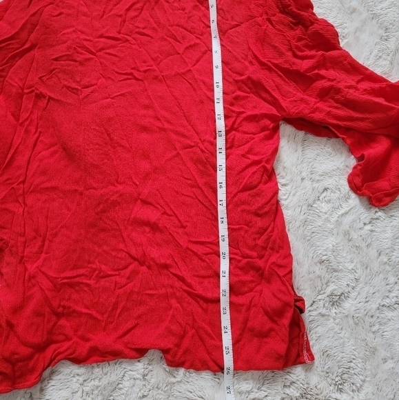 Entro Red Open Embroidered Stitch Half Sleeve Cardigan Size L - Picture 8 of 8